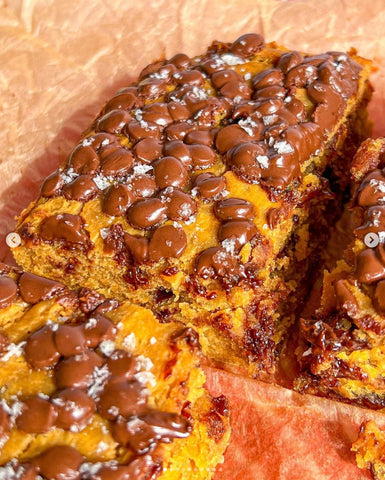 High protein cookie dough slice with melted chocolate chips