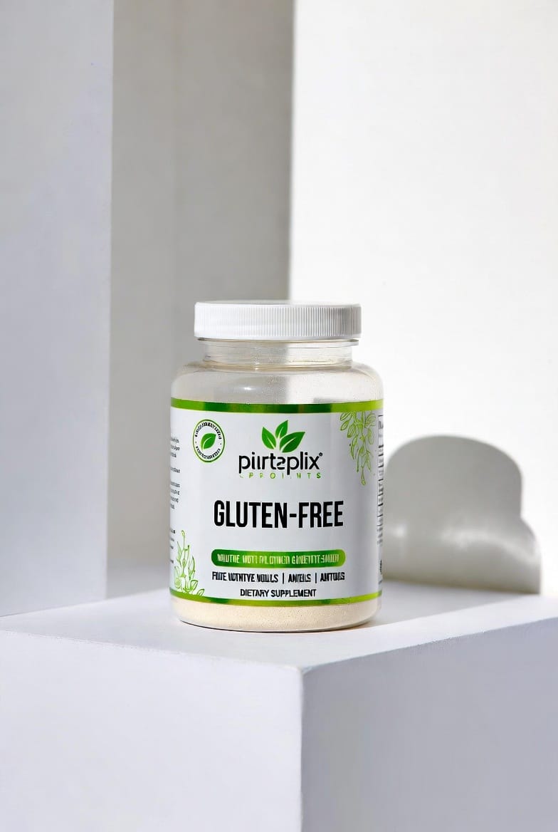 Tub of gluten-free dietary supplement powder