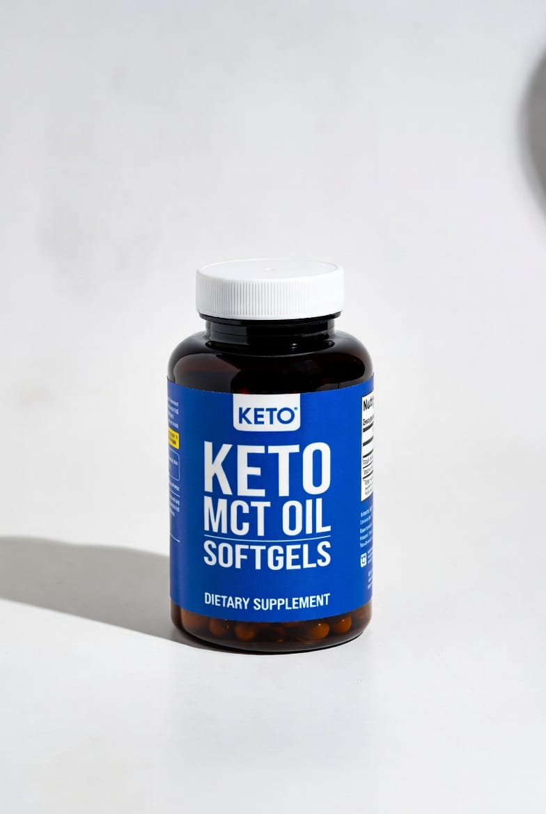 Bottle of keto MCT oil softgel capsules
