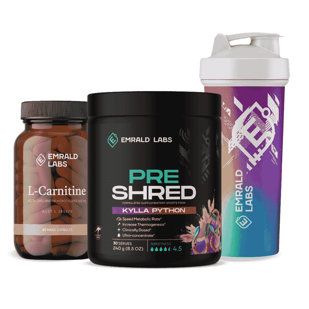Pre Shred + FREE L-Carnitine + FREE Emrald Labs Shaker